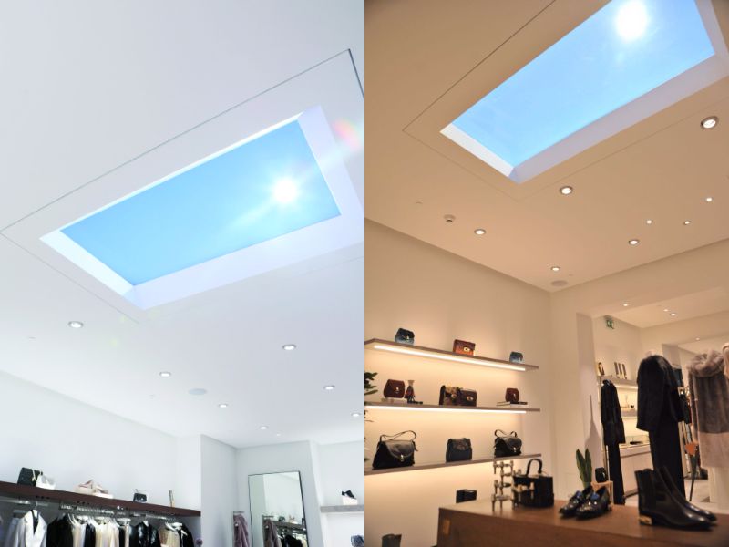 高級店舗に青空照明を導入し、上質な空間価値を演出